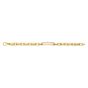 14KT YELLOW GOLD PAPERCLIP BRACELET 7.4MM WITH LONG CENTER LINK