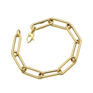 14KT YELLOW GOLD PAPERCLIP BRACELET 8.5MM 7