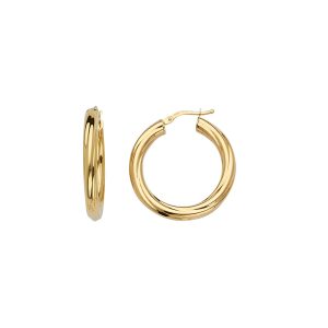 14KT YELLOW GOLD HOOPS 4MM TUBE