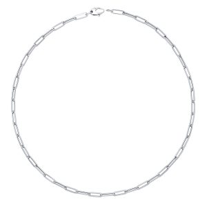 14KT WHITE GOLD PAPERCLIP NECKLACE 3.8MM