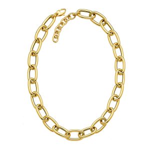 14KT YELLOW GOLD OVAL LINK NECKLACE 14.9MM  WITH 2 INCHES EXTENDER