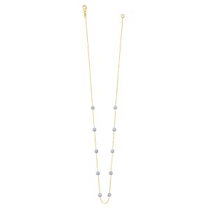 18KT DIAMOND-BY-THE-YARD 10 POINTERS YELLOW CABLE CHAIN 1.1MM 10 WHITE BEZELS  1.00CTTW DIAMONDS