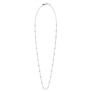 18KT DIAMOND-BY-THE-YARD 1 POINTER 28 BEZELS WHITE 1.3MM CABLE CHAIN WHITE BEZELS  0.28CTTW DIAMONDS