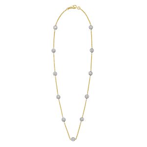 18KT DIAMOND-BY-THE-YARD 20 POINTERS YELLOW CHAIN 1.5MM 11WHITE BEZELS EQUAL SPACING BEZELS  2.20CTTW DIAMONDS