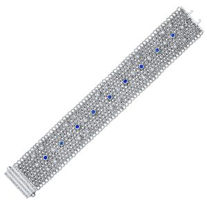 18KT WHITE GOLD BRACELET 26MM WITH 1.26CTTW DIAMONDS AND 0.91CTTW  SAPPHIRES  (ONE OF A KIND)