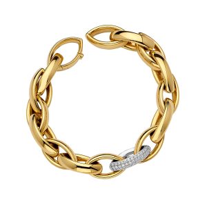 18KT YELLOW GOLD BRACELET WITH ONE DIAMOND LINK 0.62CTTW