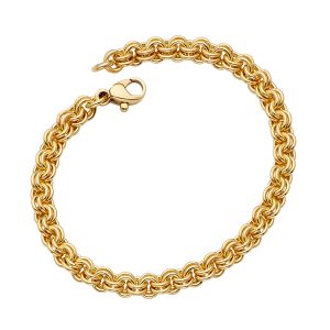 18KT YELLOW GOLD DOUBLE LINK  BRACELET 5.0MM