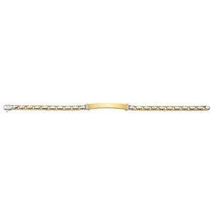 18KT YELLOW AND WHITE  GOLD SQUARE LINK BRACELET