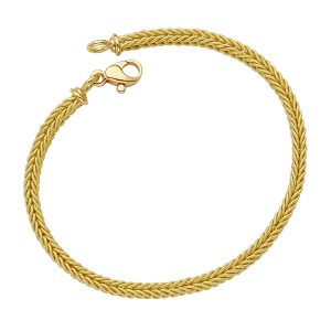 18KT YELLOW GOLD TEXTURED WHEAT LINK 3.7MM X 3.3MM