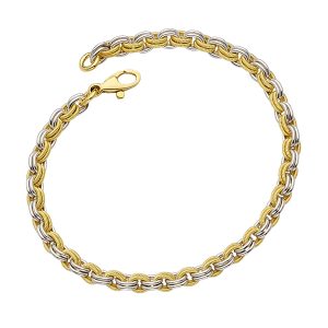 18KT WHITE AND YELLOW GOLD WITH WHITE LINKS POLISHED AND YELLOW LINKS TEXTURED 3.8MM