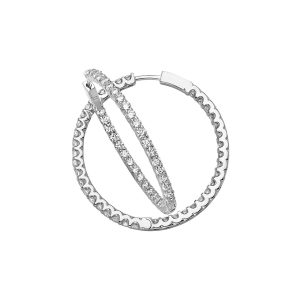 18KT WHITE GOLD DIAMOND HOOP EARRINGS 4.00CTTW