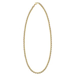 18KT WHITE AND YELLOW GOLD WITH WHITE LINKS POLISHED AND YELLOW LINKS TEXTURED 3.8MM