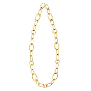 18KT YELLOW GOLD NECKLACE MIXED LINKS