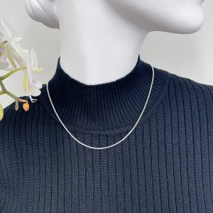 18KT WHITE GOLD ROUND BOX BRACELET 1.7MM