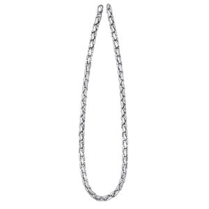 18KT WHITE GOLD NECKLACE SQUARED FANCY LINK 7.6MM